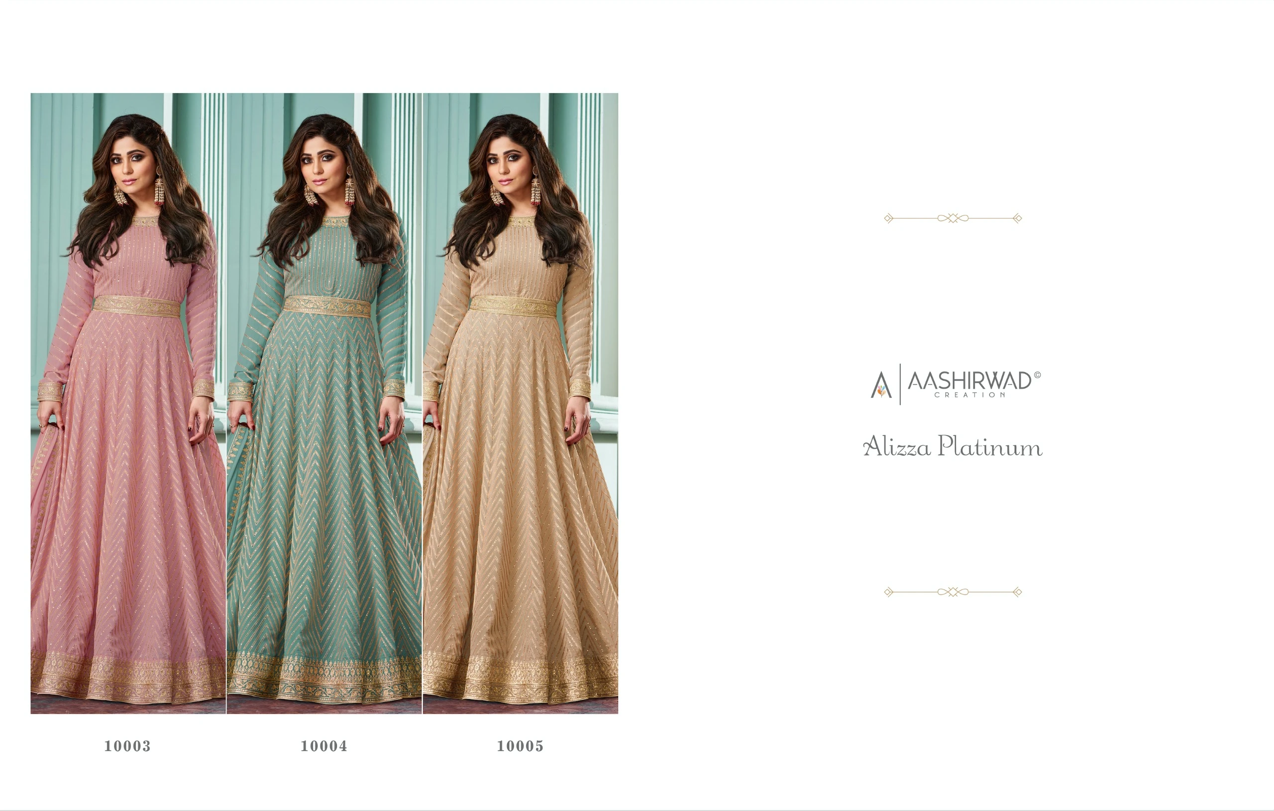 Aashirwad Alizza Real Georgette Designer Gown Wholesale Catalog — Wholesale Kurtis, Aashirwad Creation wholesale from Surat — view 4
